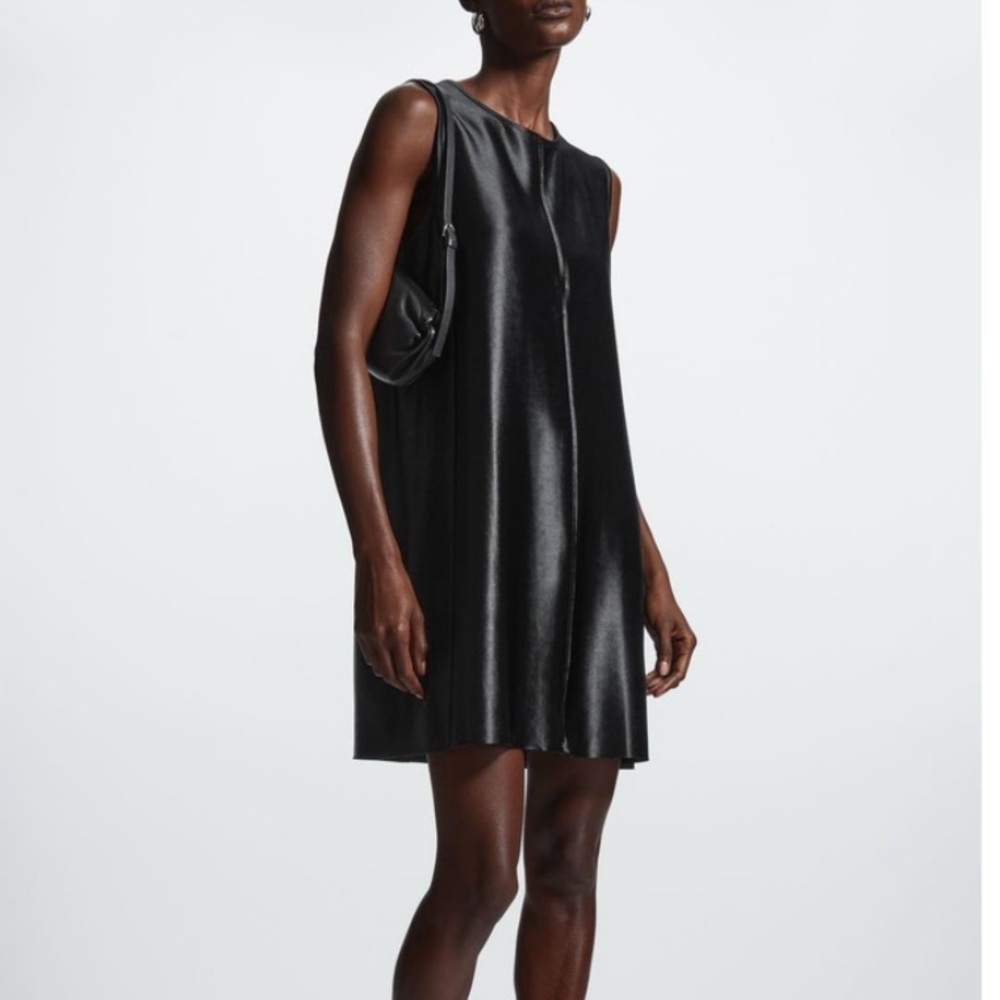 Cos black shiny stretch sleeveless mink dress